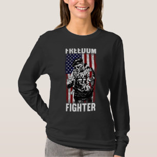 Freedom Fighter American Veteran Usa Flag Ar 15 Pa T-Shirt