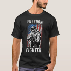 Freedom Fighter American Veteran Usa Flag Ar 15 T-Shirt
