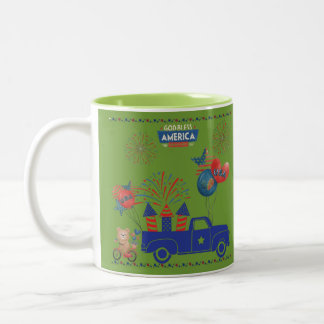 Freedom Firework Dreams green Two-Tone Coffee Mug