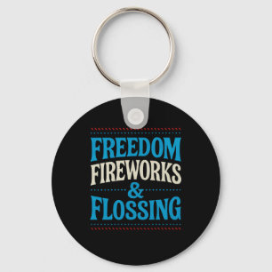 Freedom Fireworks & Flossing Dental Dentist Key Ring