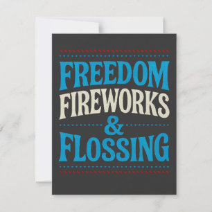 Freedom Fireworks & Flossing Dental Dentist Thank You Card