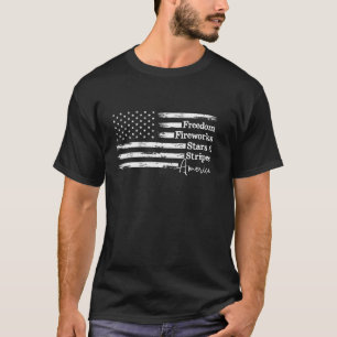Freedom Fireworks Stars Stripes 4th July America U T-Shirt