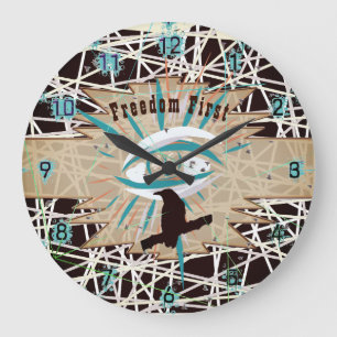 Freedom First modern wild west brown raven  Large Clock