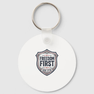 Freedom First Patriotic Shield Vintage Shirt_1 Key Ring