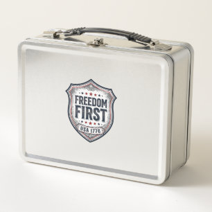 Freedom First Patriotic Shield Vintage Shirt_1 Metal Lunch Box