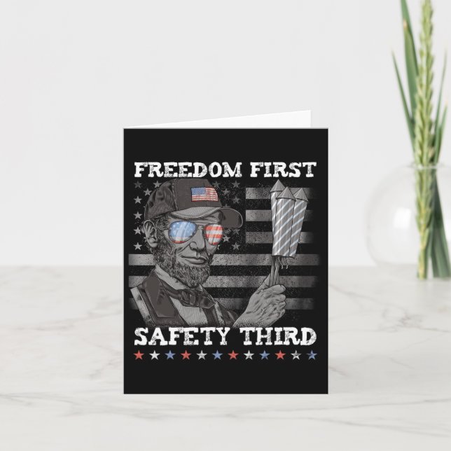 Freedom First Safety Third Fireworks 4th July Linc Card (Front)