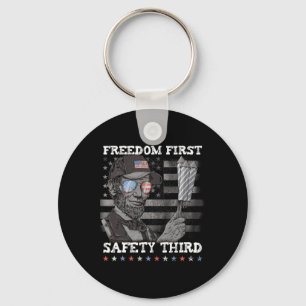 Freedom First Safety Third Fireworks 4th July Linc Key Ring