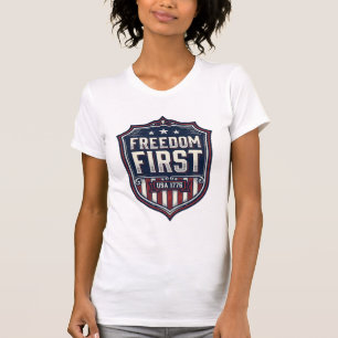 Freedom First USA 1776 Patriotic Shield T-Shirt De