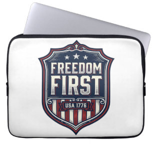 Freedom First USA 1776 Patriotic Shield T-Shirt De Laptop Sleeve