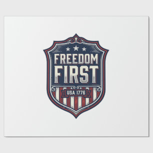 Freedom First USA 1776 Patriotic Shield T-Shirt De Wrapping Paper