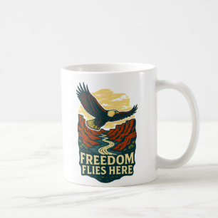 Freedom Flies Here Retro Eagle Artwork Coffee Mug