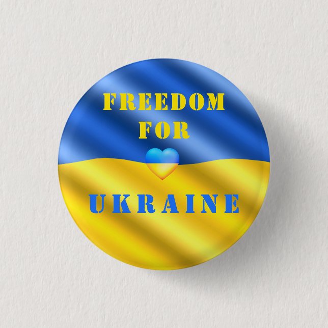 Freedom For Ukraine Button Support Ukrainian Flag (Front)