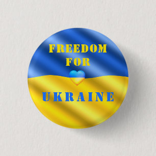 Freedom For Ukraine - Flag Button - Peace Support