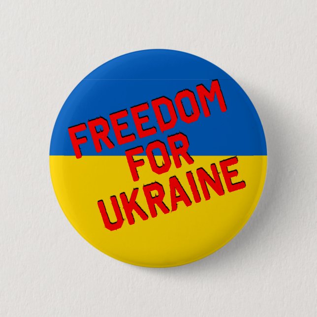 FREEDOM FOR UKRAINE with Flag 6 Cm Round Badge (Front)