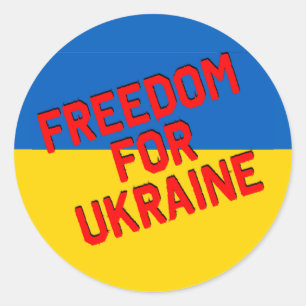 FREEDOM FOR UKRAINE with Flag Classic Round Sticker