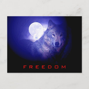 Freedom - Free Spirit Wolf & Moon Card