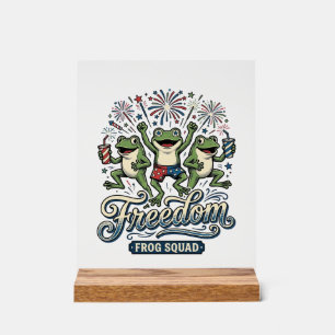 Freedom Frog Squad Vintage Patriotic Shirt Design_ Acrylic Sign