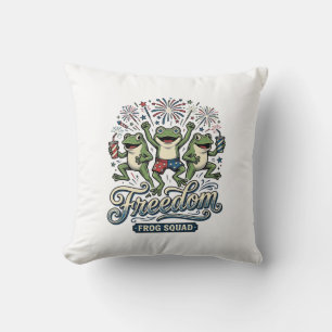 Freedom Frog Squad Vintage Patriotic Shirt Design_ Cushion