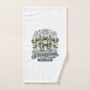 Freedom Frog Squad Vintage Patriotic Shirt Design_ Hand Towel