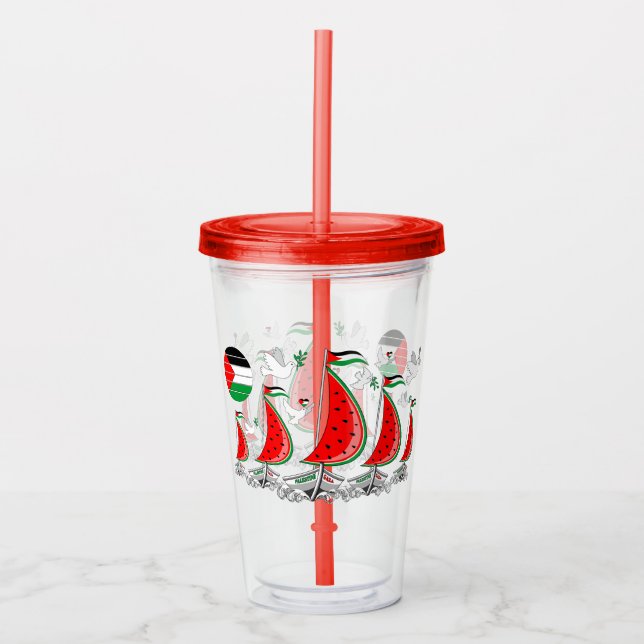Freedom Global Sumud Flotilla Boats to Gaza Acrylic Tumbler (Front)