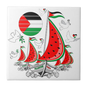 Freedom Global Sumud Flotilla Boats to Gaza Ceramic Tile