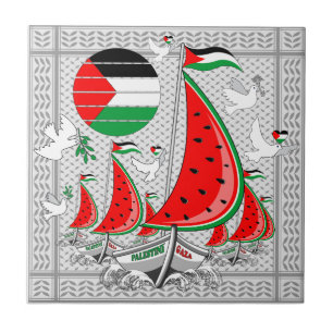 Freedom Global Sumud Flotilla Boats to Gaza Ceramic Tile