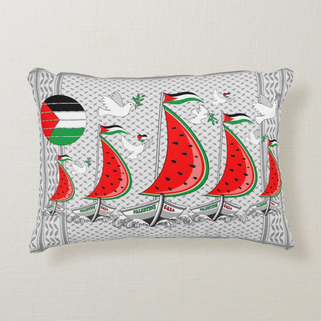 Freedom Global Sumud Flotilla Boats to Gaza Decorative Cushion (Front)