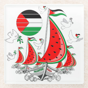 Freedom Global Sumud Flotilla Boats to Gaza Glass Coaster