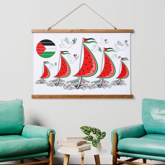 Freedom Global Sumud Flotilla Boats to Gaza Hanging Tapestry (Living Room)