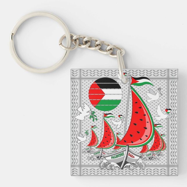 Freedom Global Sumud Flotilla Boats to Gaza Key Ring (Front)