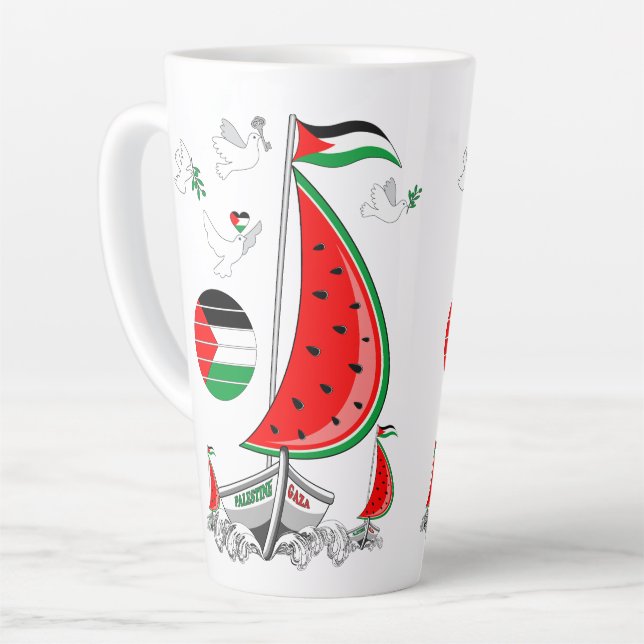 Freedom Global Sumud Flotilla Boats to Gaza Latte Mug (Left Angle)