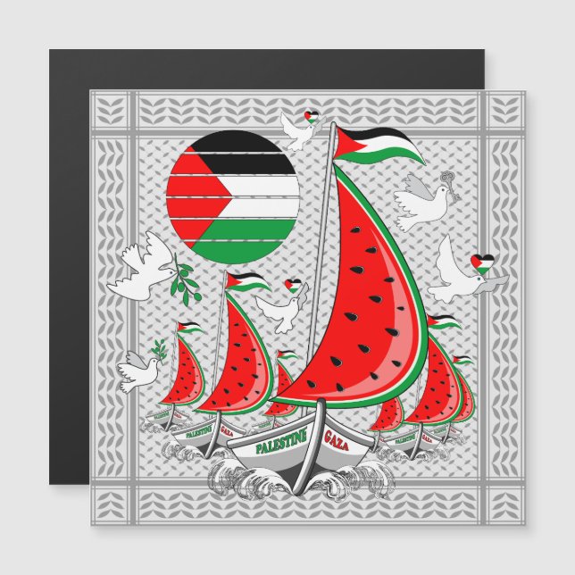 Freedom Global Sumud Flotilla Boats to Gaza Magnetic Invitation (Front/Back)