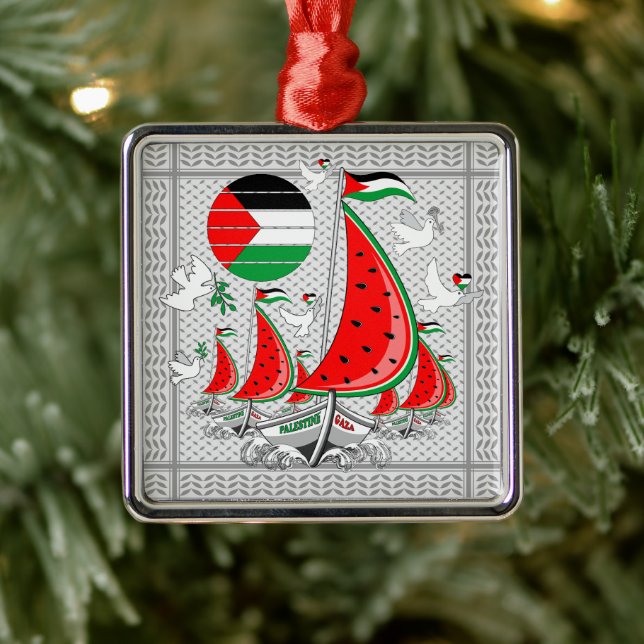 Freedom Global Sumud Flotilla Boats to Gaza Metal Ornament (Tree)