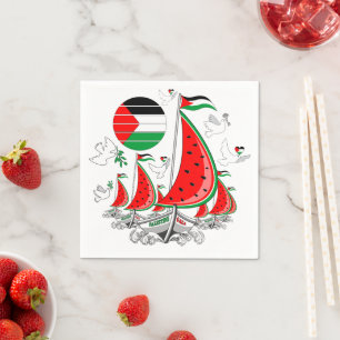 Freedom Global Sumud Flotilla Boats to Gaza Napkin