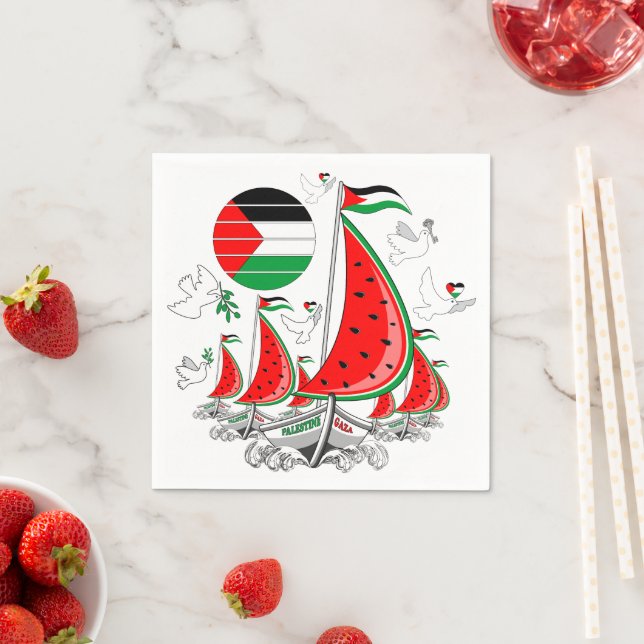 Freedom Global Sumud Flotilla Boats to Gaza Napkin (Insitu)