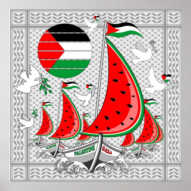 Freedom Global Sumud Flotilla Boats to Gaza Poster (Front)