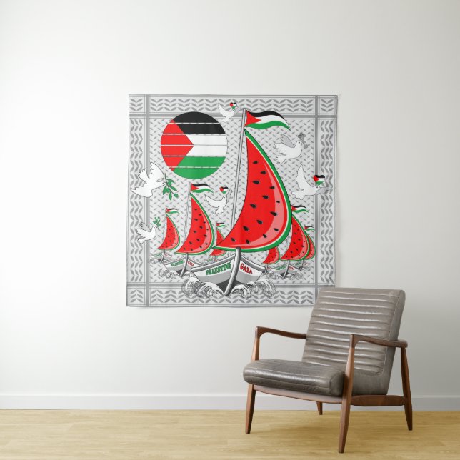 Freedom Global Sumud Flotilla Boats to Gaza Tapestry (In Situ)