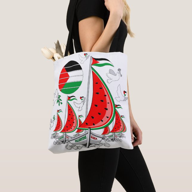 Freedom Global Sumud Flotilla Boats to Gaza Tote Bag (Close Up)