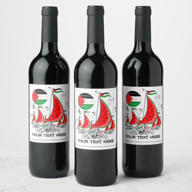 Freedom Global Sumud Flotilla Boats to Gaza Wine Label (Bottles)