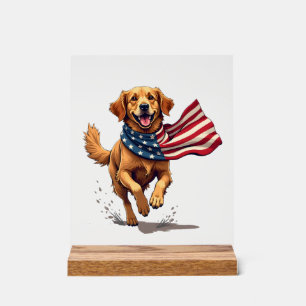 Freedom Golden Retriever Vintage Engraving Shirt Acrylic Sign