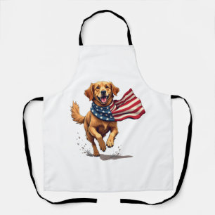 Freedom Golden Retriever Vintage Engraving Shirt Apron