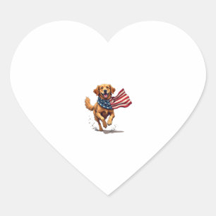 Freedom Golden Retriever Vintage Engraving Shirt Heart Sticker