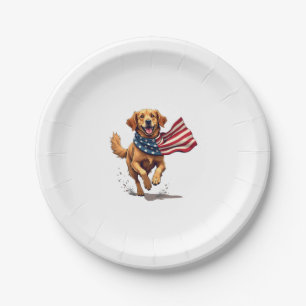Freedom Golden Retriever Vintage Engraving Shirt Paper Plate