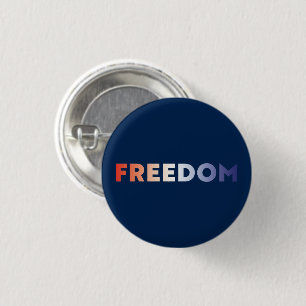 Freedom gradient typography red white navy blue 3 cm round badge