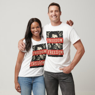 Freedom Graphic   Bold Red Type & Bird Design tee