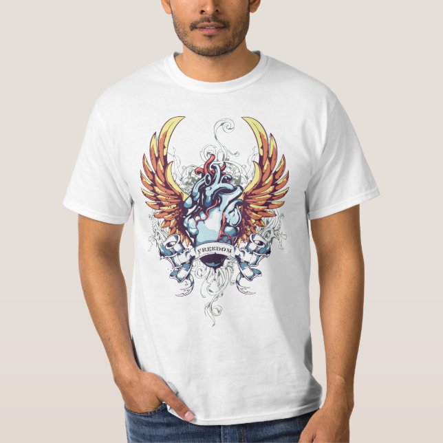 Freedom Heart Tattoo Style T-Shirt (Front)