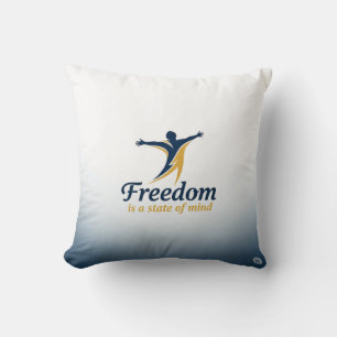 Freedom is a State of Mind" Logo: Embrace Inner Li Cushion