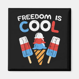 Freedom Is Cool Ice Cream Funny USA 4th of July Magnet