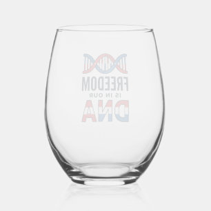 Freedom Is In Our DNA Patriotic Vector Shirt Desig Stemless Wine Glass