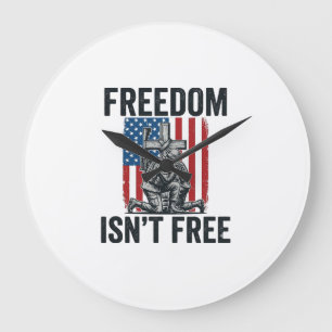 Freedom Isnt Free Patriotic Soldier Memorial Large Clock